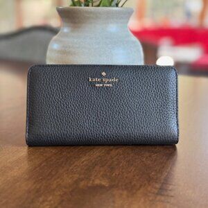 New Kate Spade New York Dumpling Pebbled Leather Large Slim Bifold Wallet